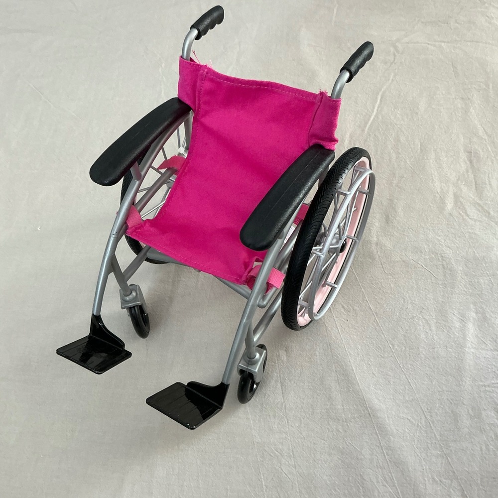 Our Generation Doll Wheelchair Pink Silver Foldable Accessory for 18in Dolls